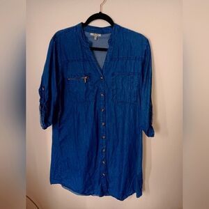 MPH Collection Denim Button-Up Dress.